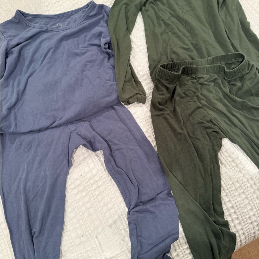 Kyte BABY Bamboo Olive & Blue Long Sleeve Pajamas